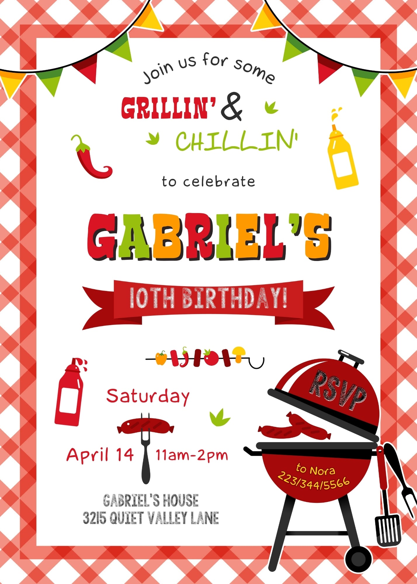 Grill Chill Bbq customizable invitation template | Share or Print | TF566