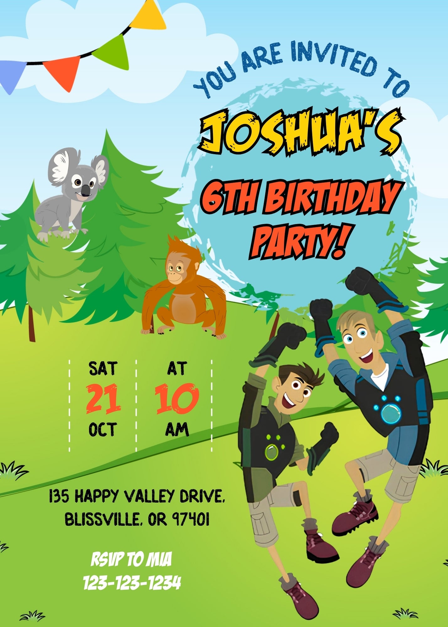 Wild Kratts Creature Hero customizable invitation template | Share or Print | RC770