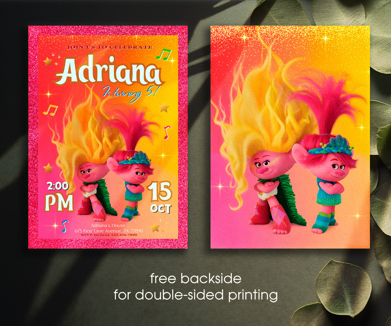 Trolls Poppy customizable invitation template | Share or Print | HE313