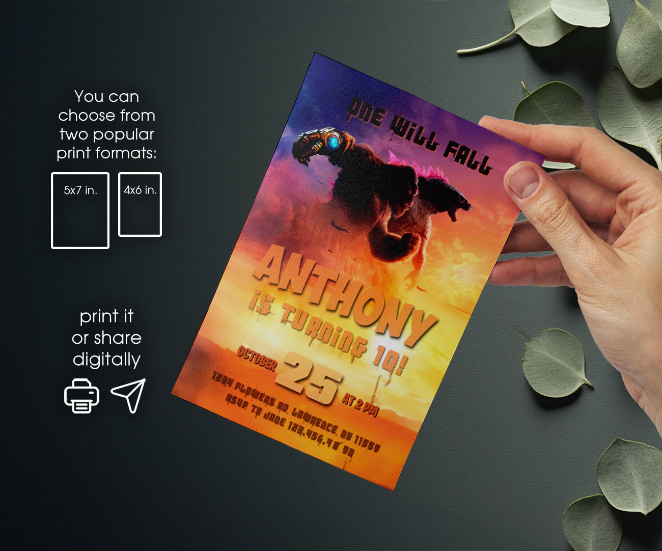 Godzilla X King Kong customizable invitation template | Share or Print | ZI971