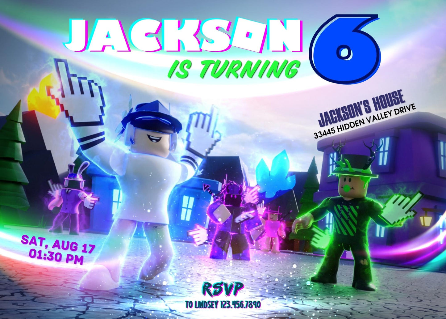 Roblox Gamer customizable invitation template | Share or Print | IV390