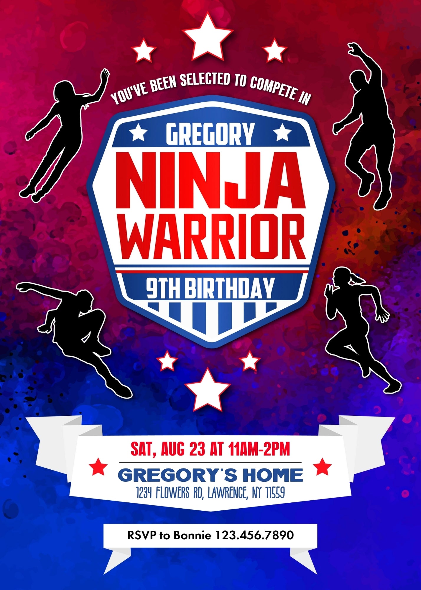 American Ninja Warrior customizable invitation template | Share or Print | ET689