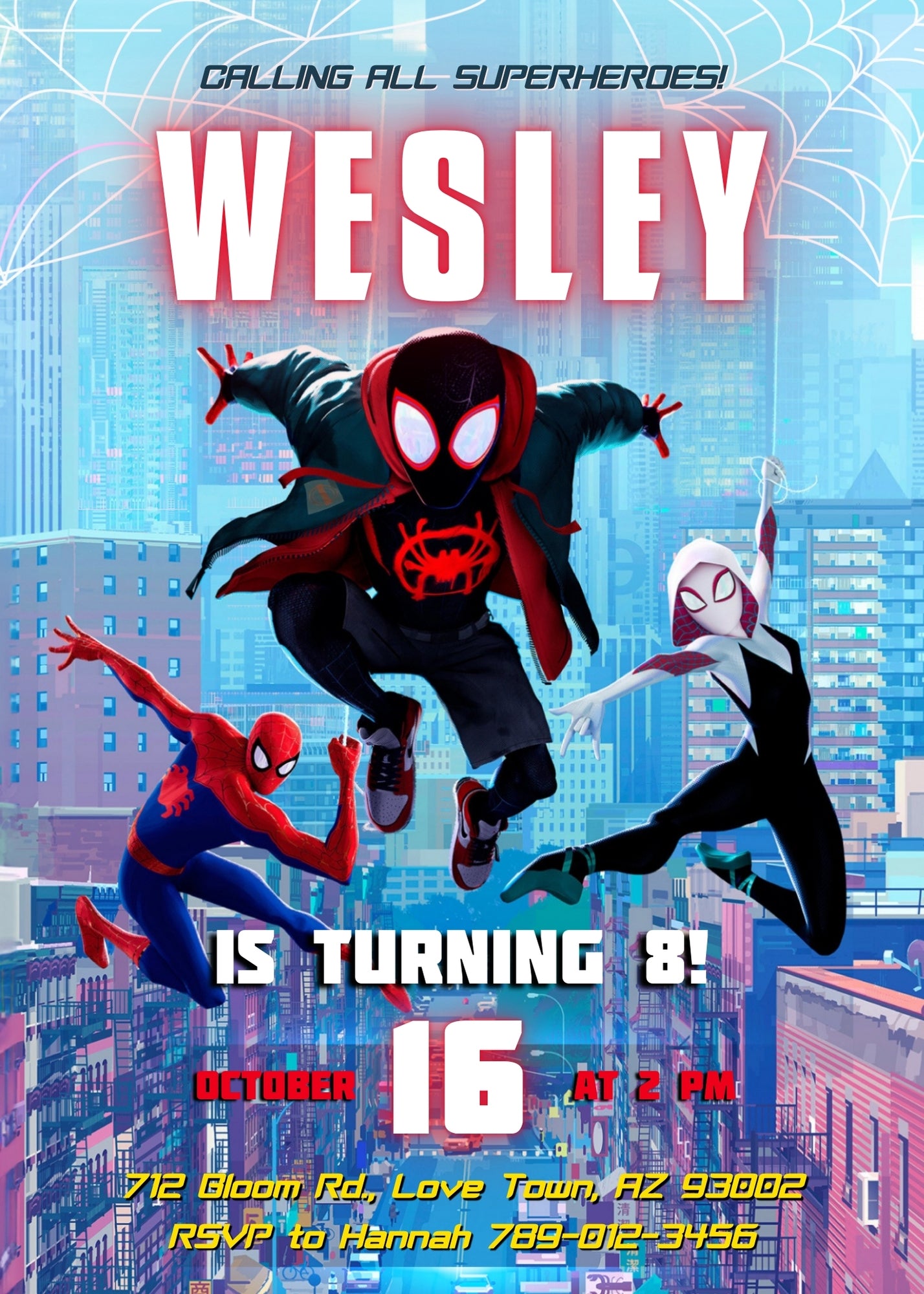 Spider Man Across the Spider-Verse customizable invitation template | Share or Print | boy | DP798
