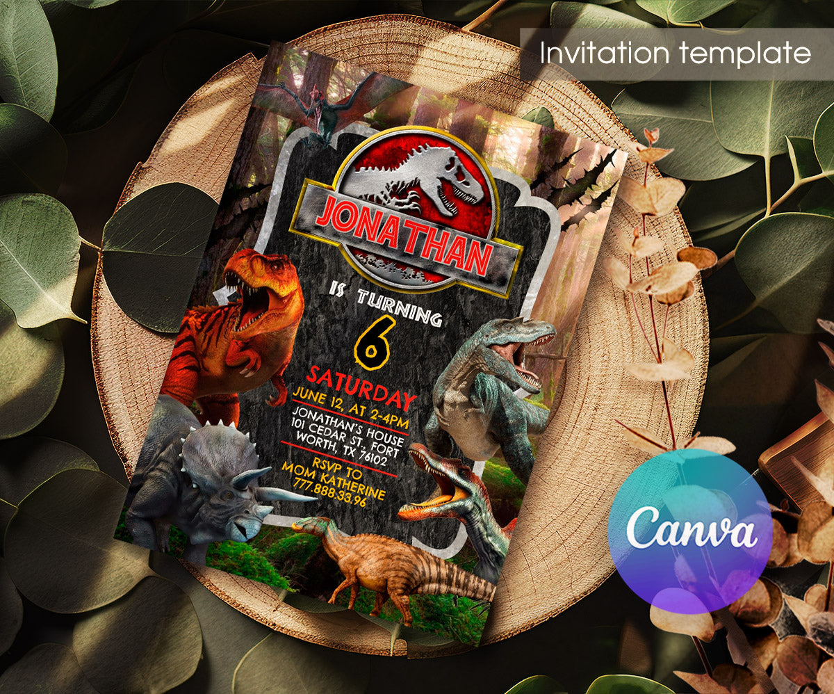 Jurassic Park Dinosaur customizable invitation template | Share or Print | VT559