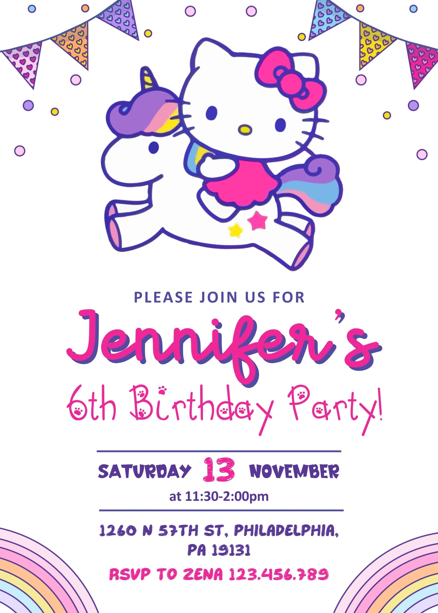 Hello Kitty Sanrio customizable invitation template | Share or Print | HM079