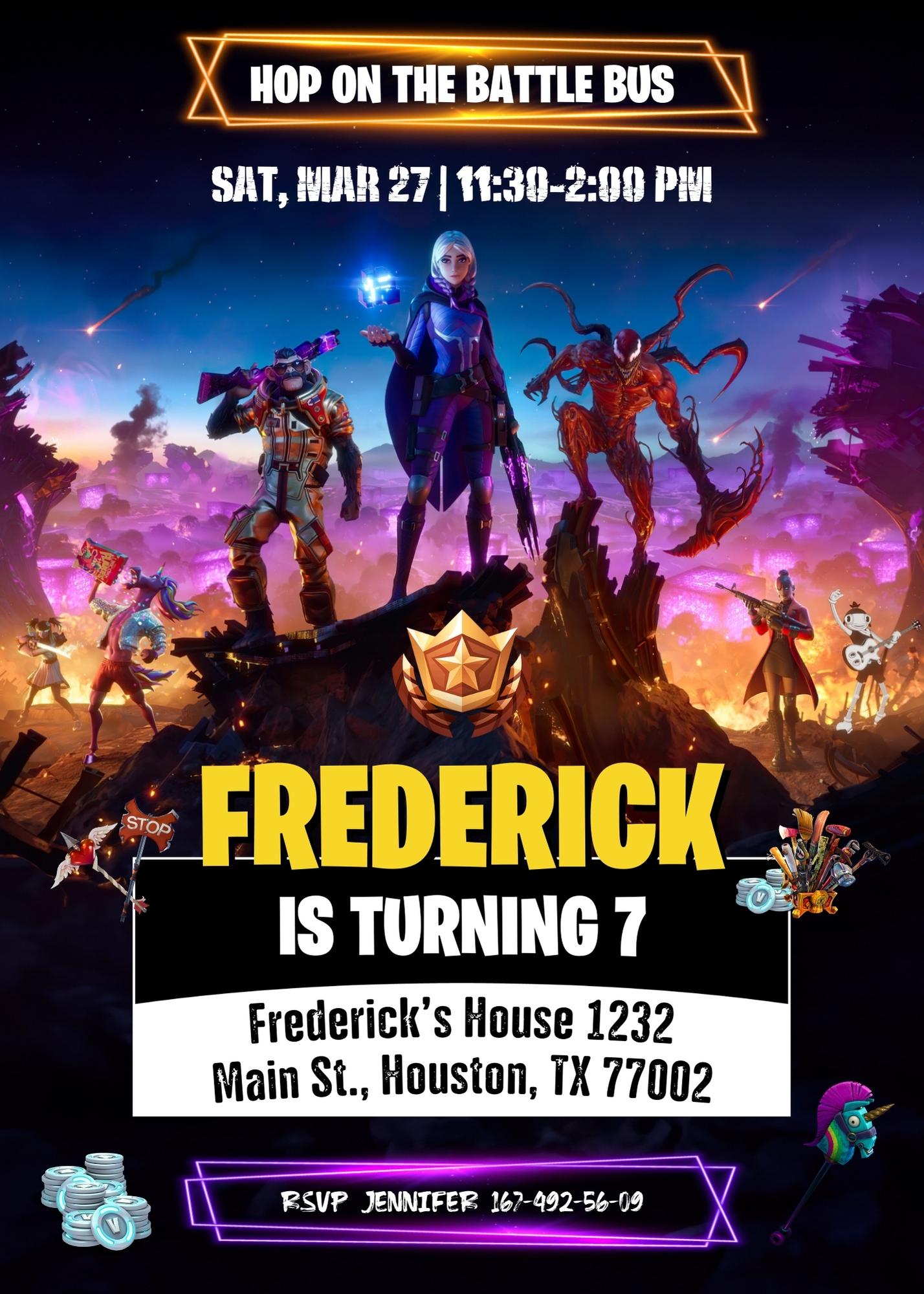 Fortnite Gamer customizable invitation template | Share or Print | boy | MZ394