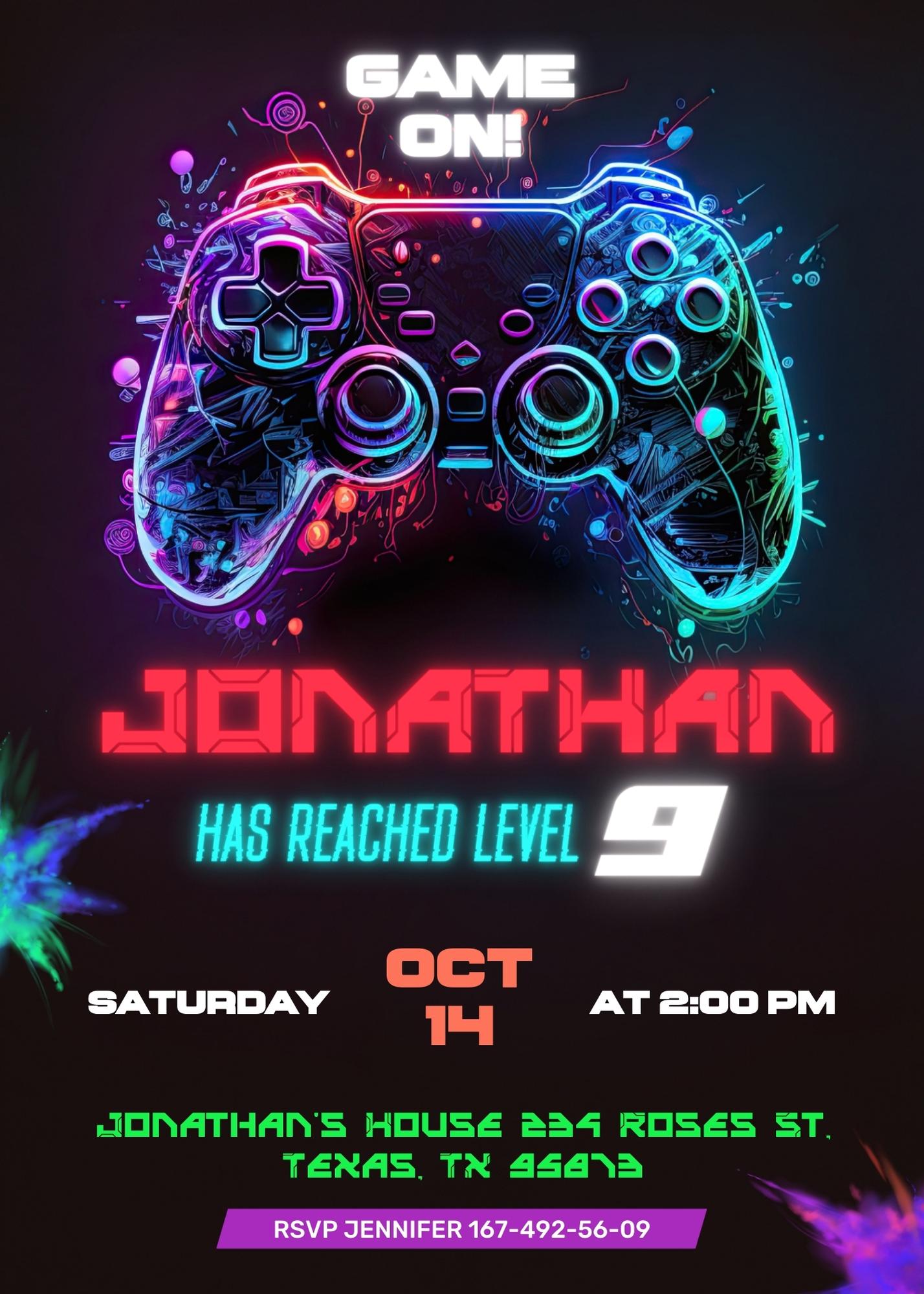 Gamer Party customizable invitation template | Share or Print | boy | KN762