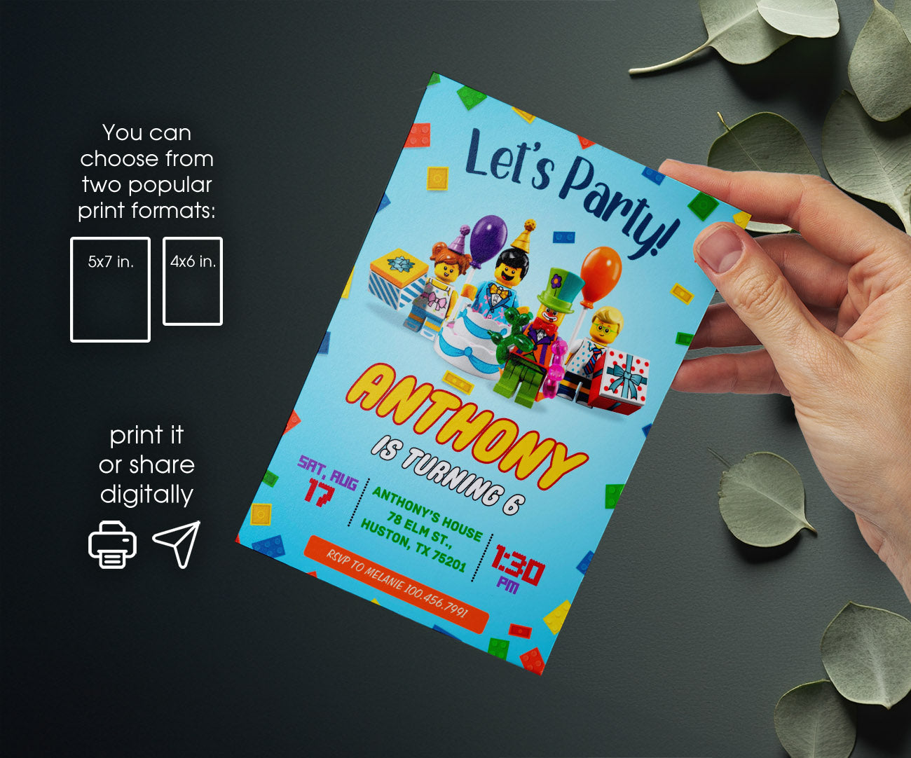 Lego Minifigures customizable invitation template | Share or Print | RG203