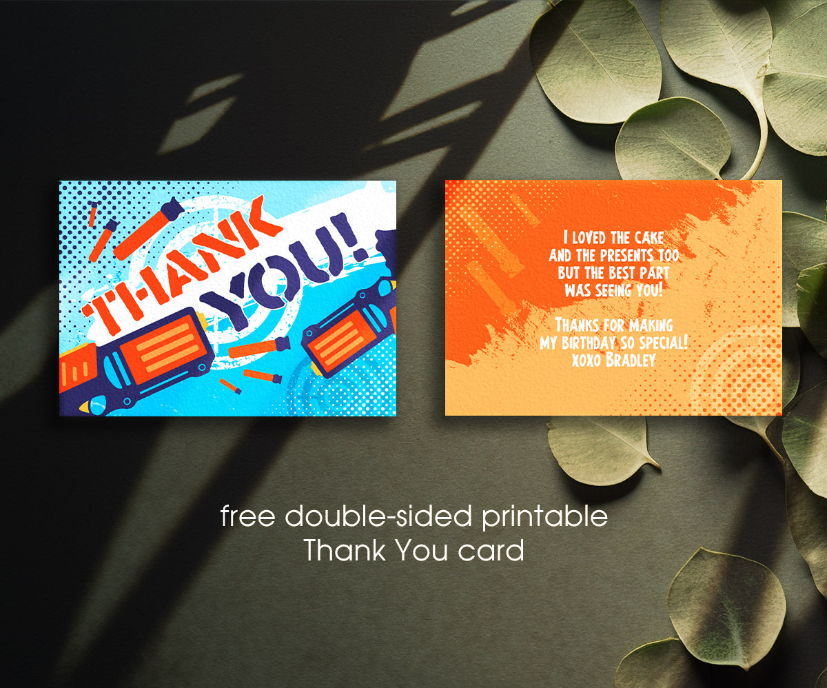 Dart Gun NERF Blaster customizable invitation template | Share or Print | boy | LL792