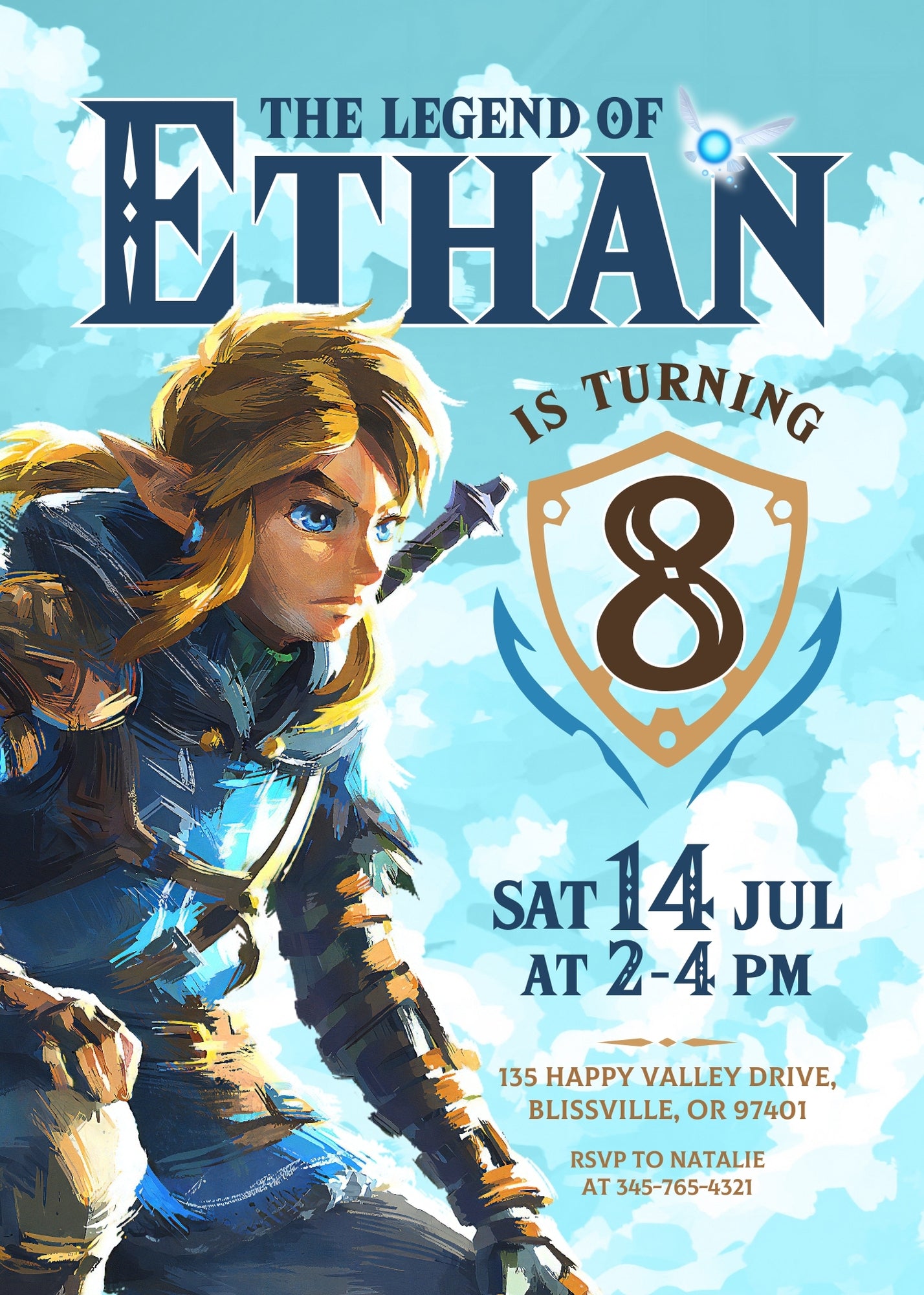 Legend of Zelda Gamer customizable invitation template | Share or Print | JL316