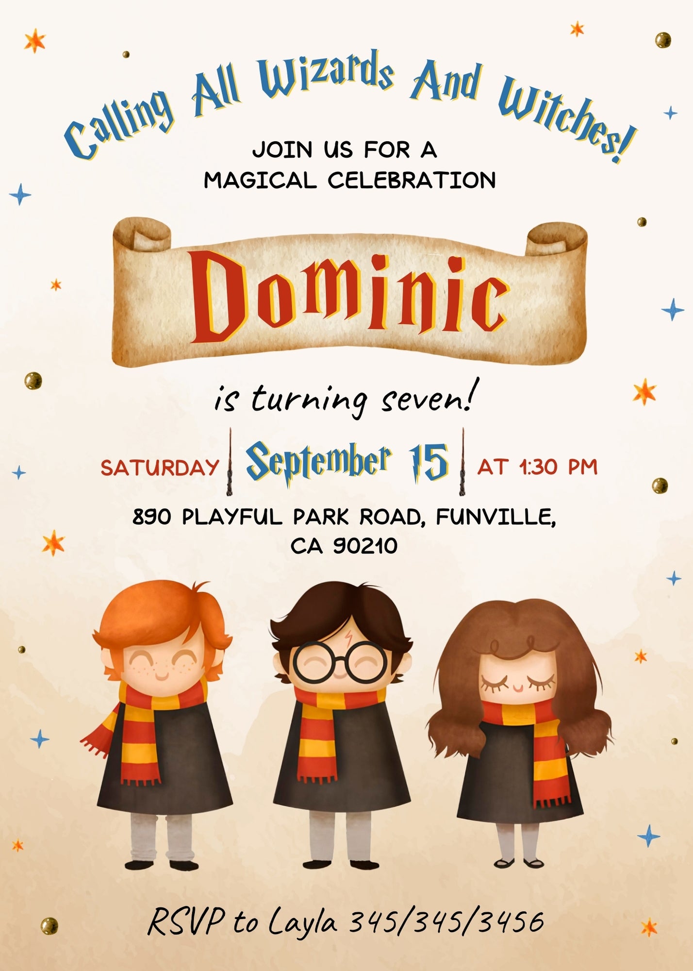 Harry Potter customizable invitation template | Share or Print | EU927