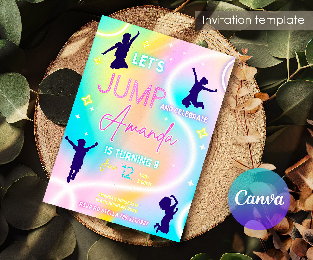 Trampoline Jump Party customizable invitation template | Share or Print | YL984