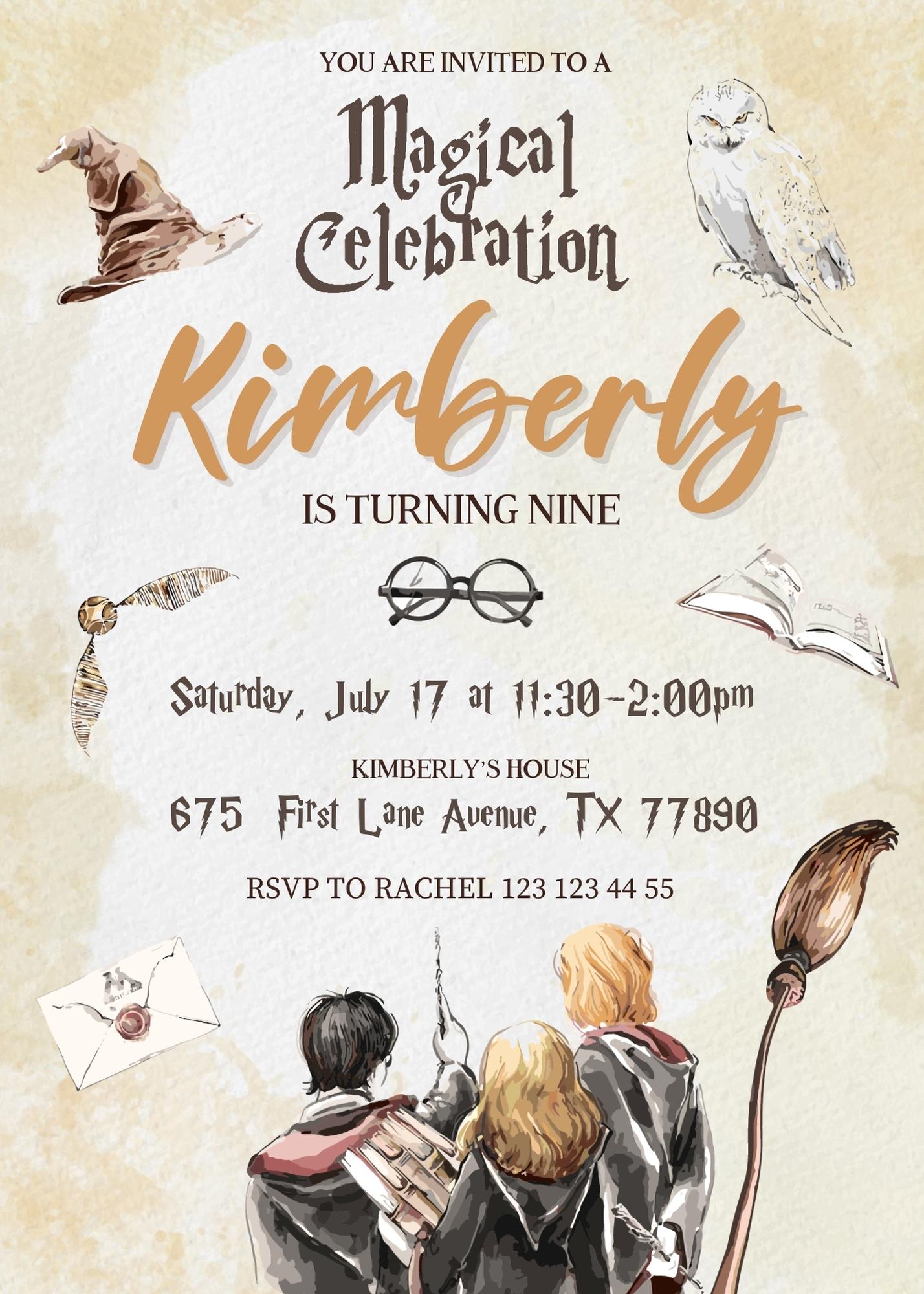 Harry Potter customizable invitation template | Share or Print | EL490