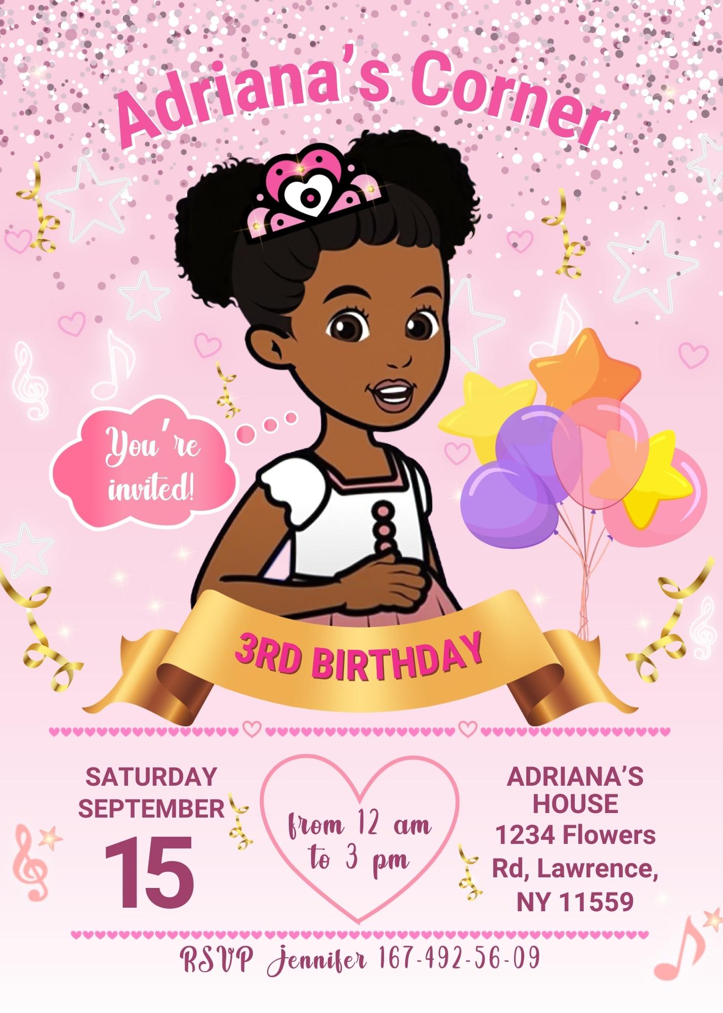 Gracie's Corner Music customizable invitation template | Share or Print | girl | FN430