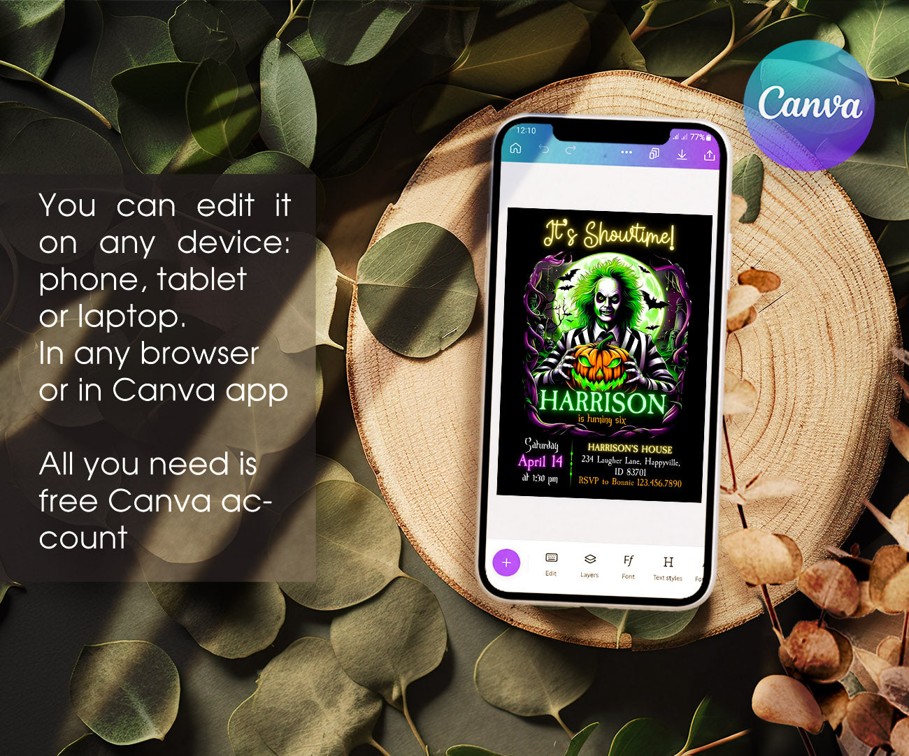 Beetlejuice Halloween customizable invitation template | Share or Print | QX873
