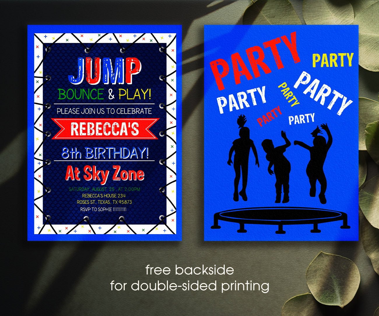 Trampoline Jump Party customizable invitation template | Share or Print | UD980