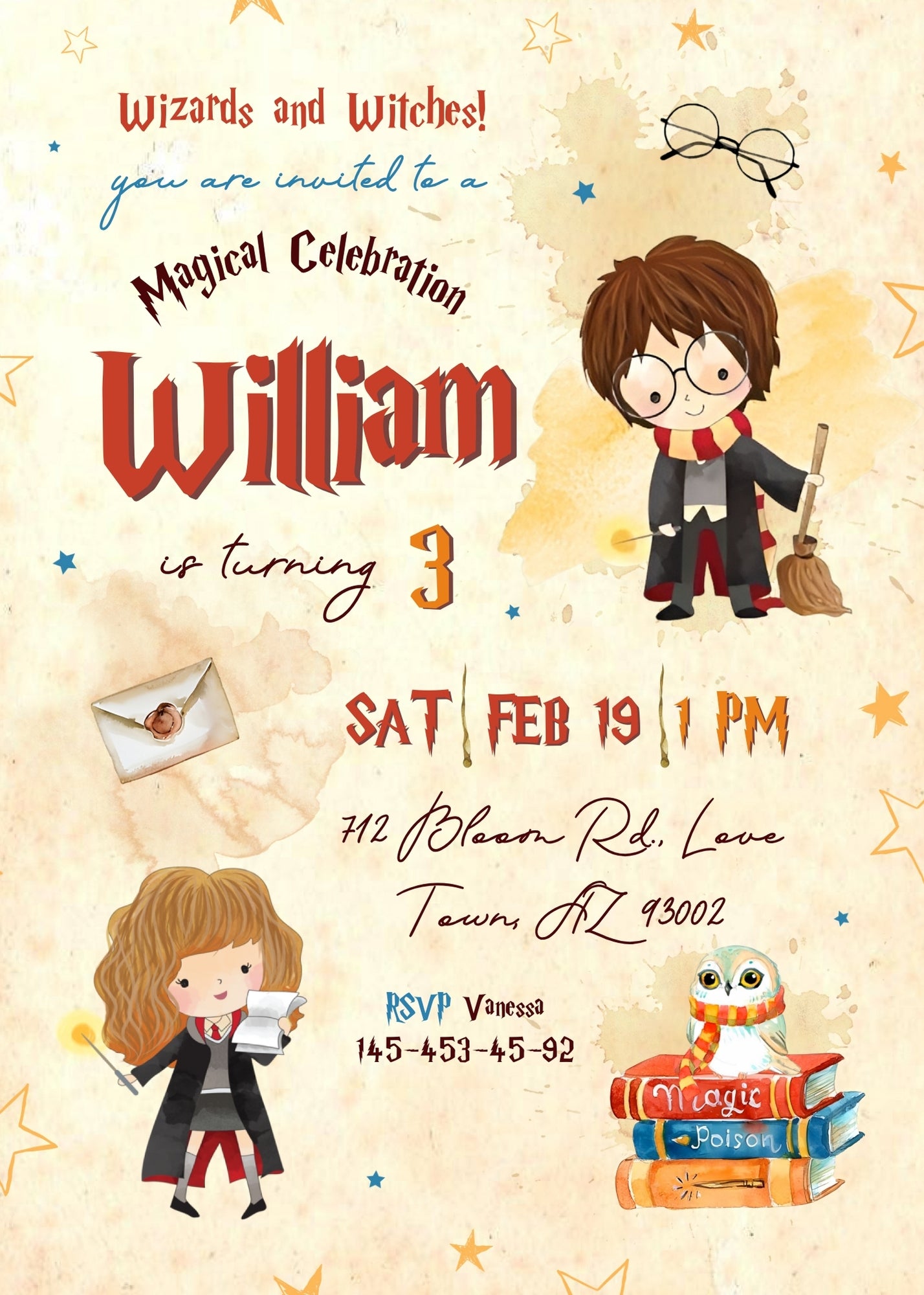 Harry Potter customizable invitation template | Share or Print | QU041