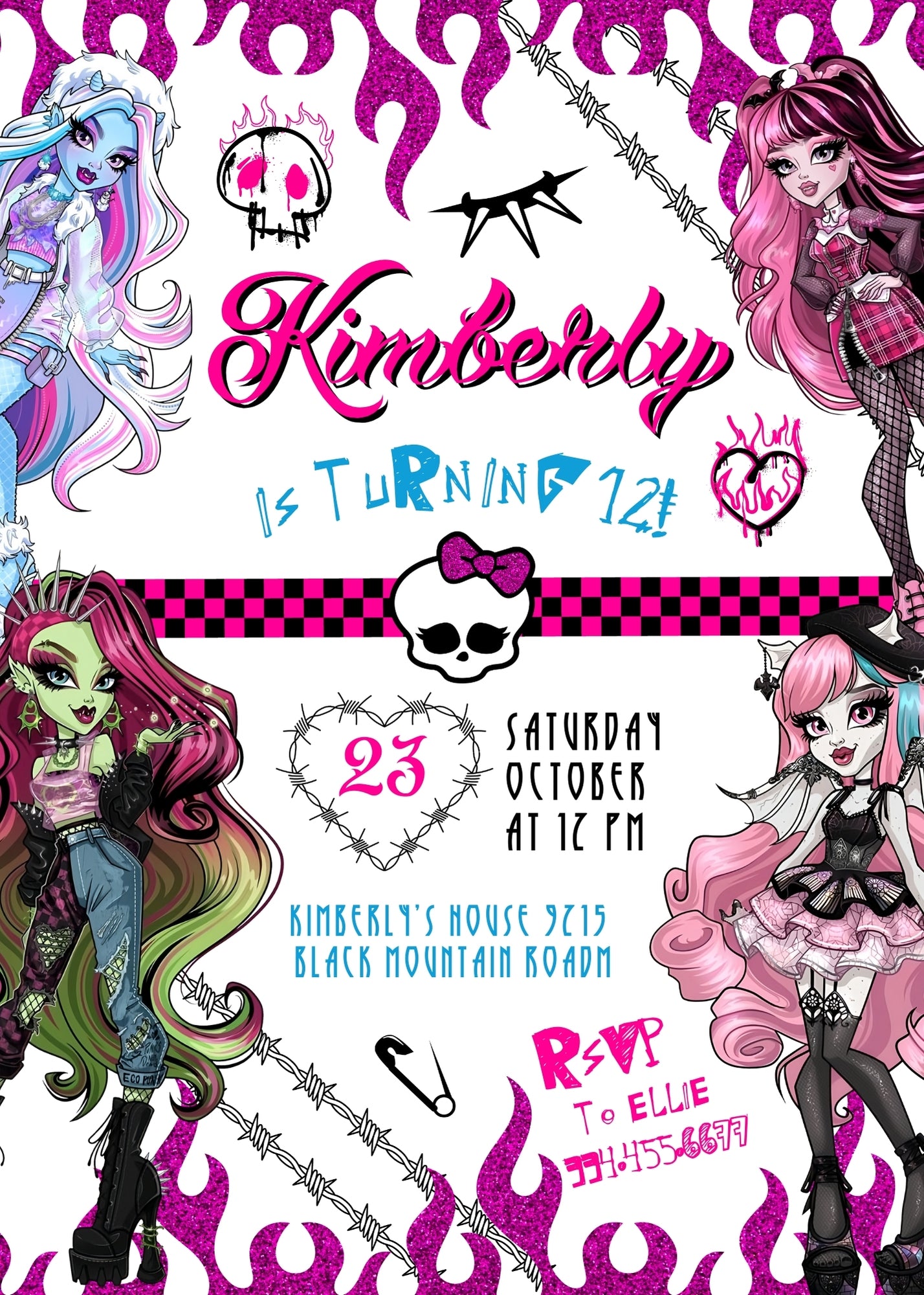 Monster High customizable invitation template | Share or Print | girl | SW718