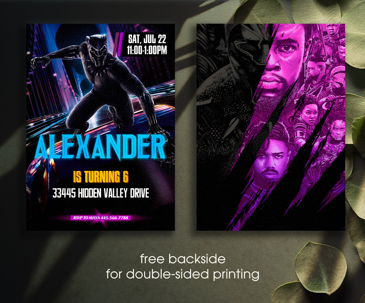Black Panther Superhero Marvel customizable invitation template | Share or Print | boy | DK191