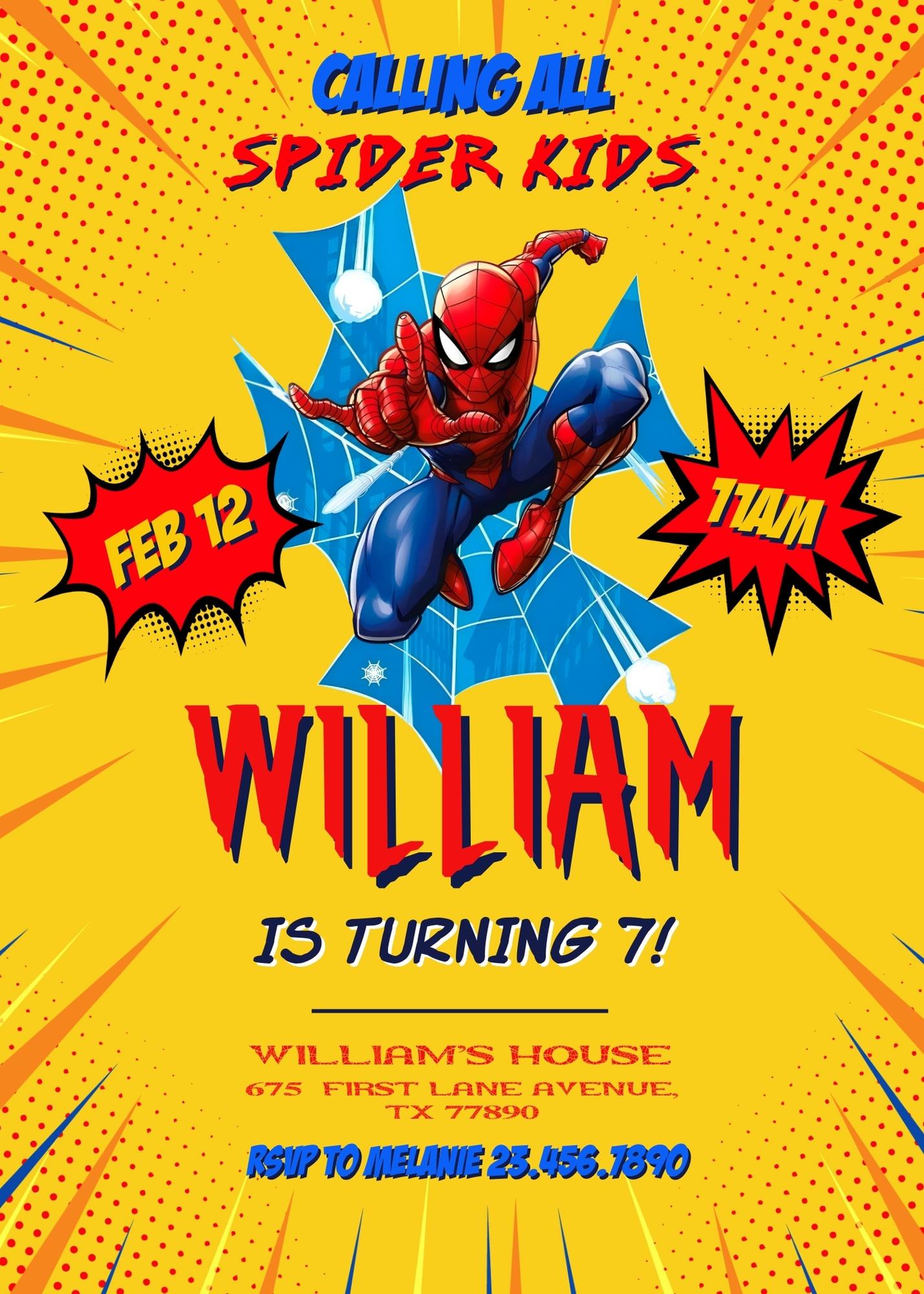 Spiderman Marvel Superhero customizable invitation template | Share or Print | boy | ZS235