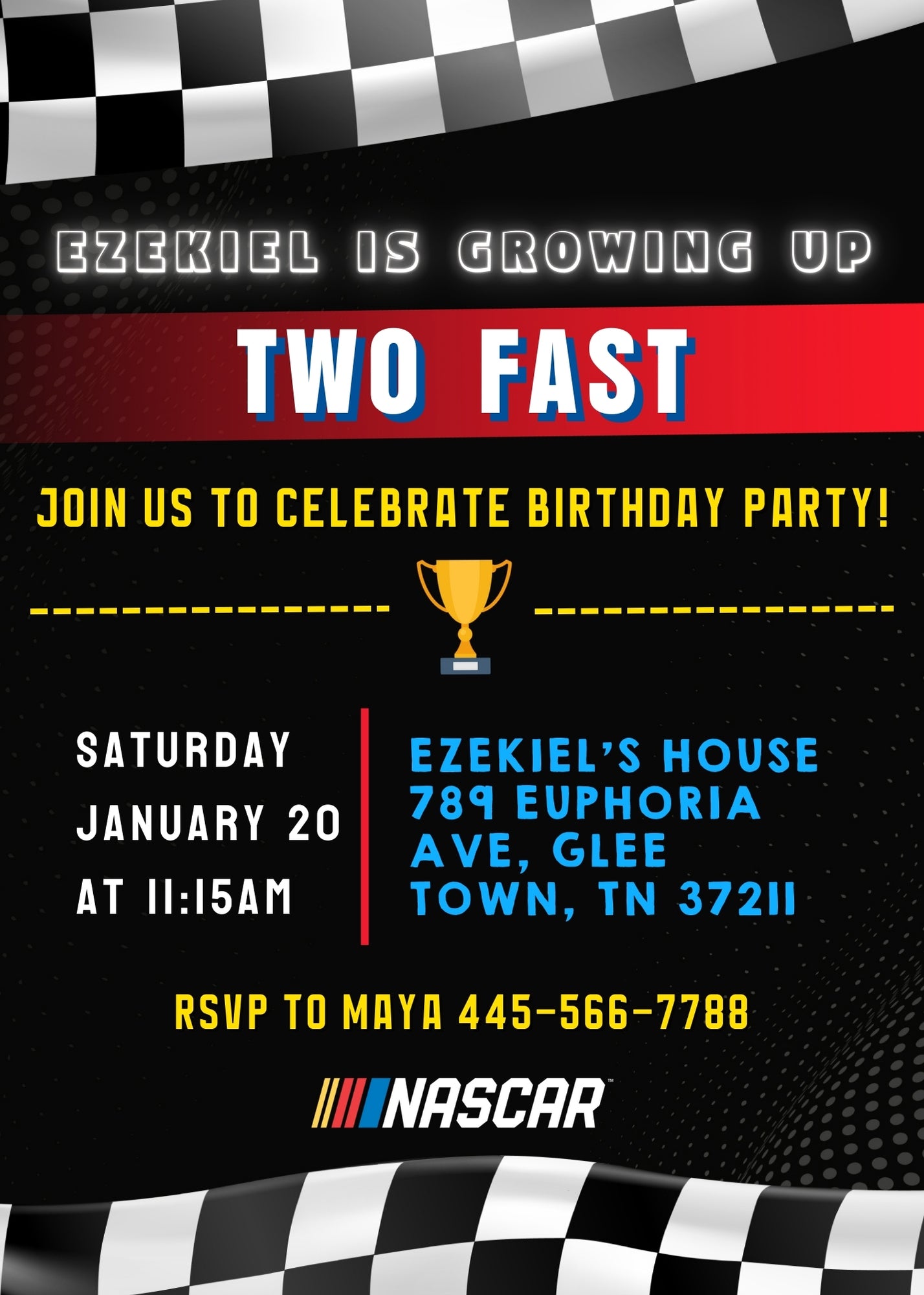 Nascar Ricky Bobby customizable invitation template | Share or Print | boy | LW744