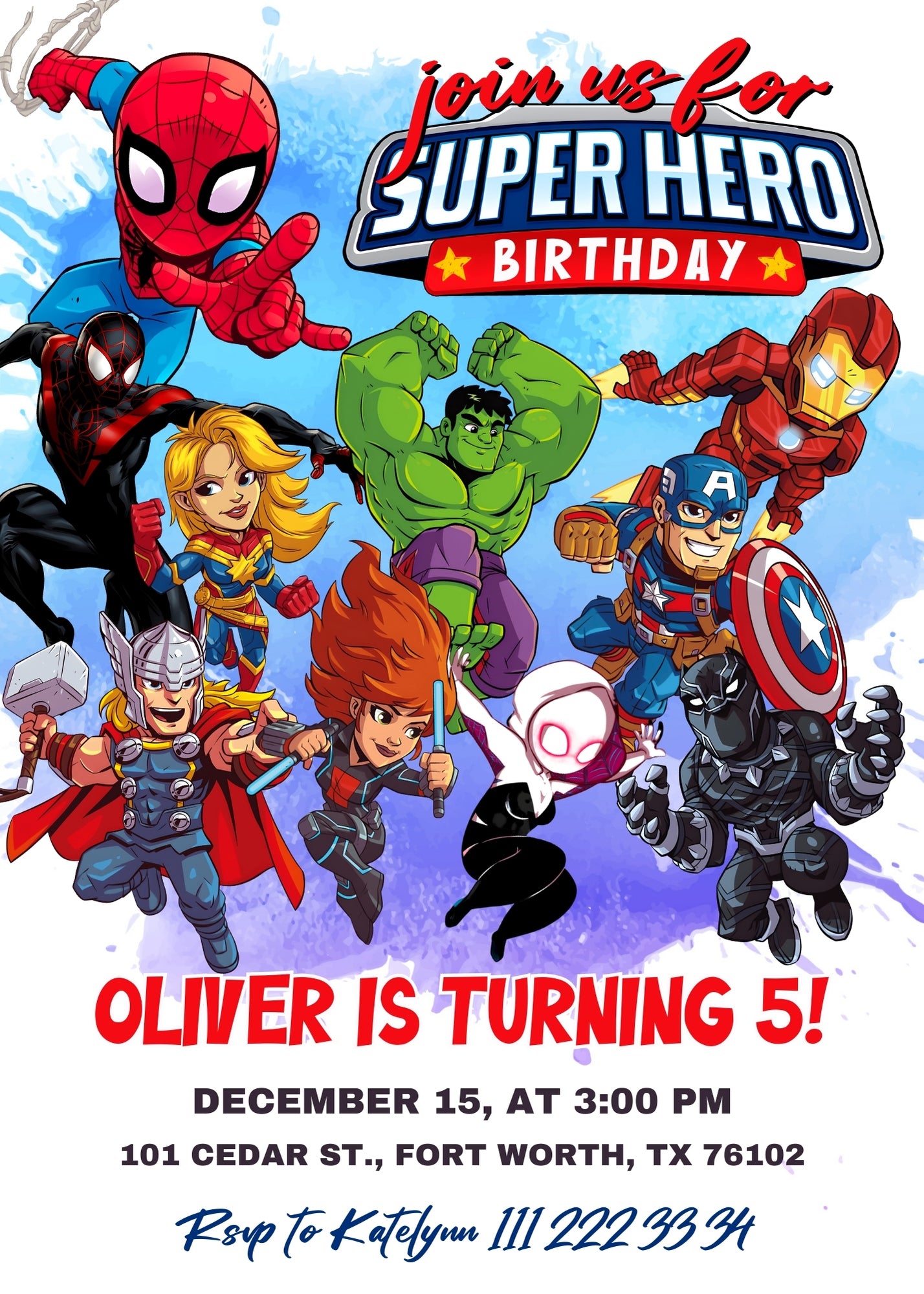 Avengers Marvel Superhero customizable invitation template | Share or Print | boy | RS821