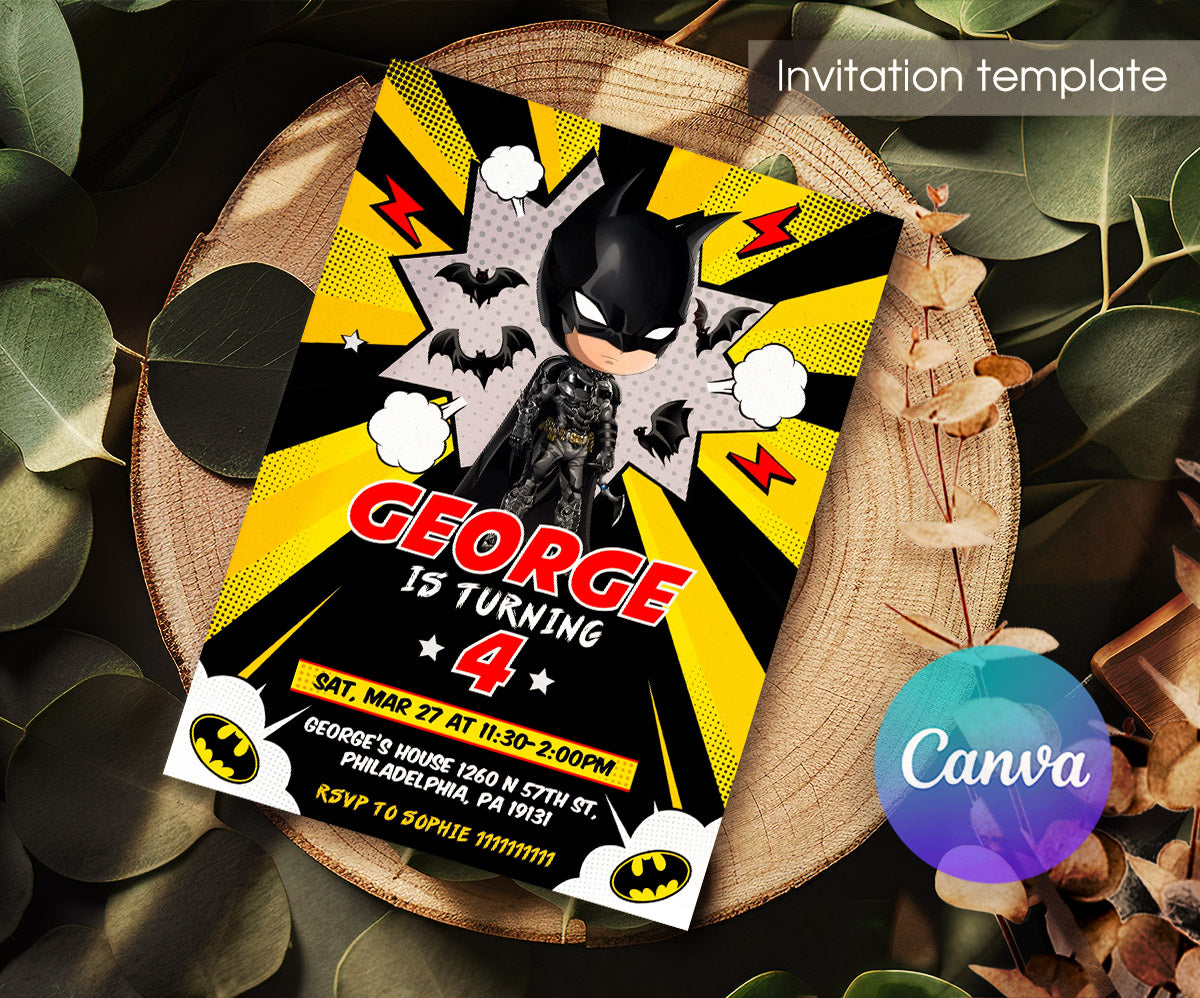Batman Superhero DC customizable invitation template | Share or Print | ZK782