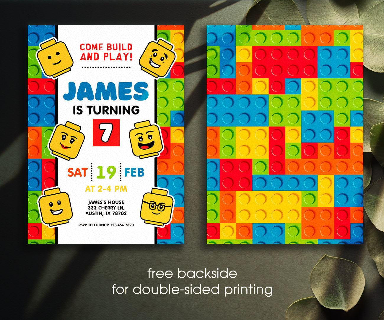 Lego Minifigures customizable invitation template | Share or Print | FE563