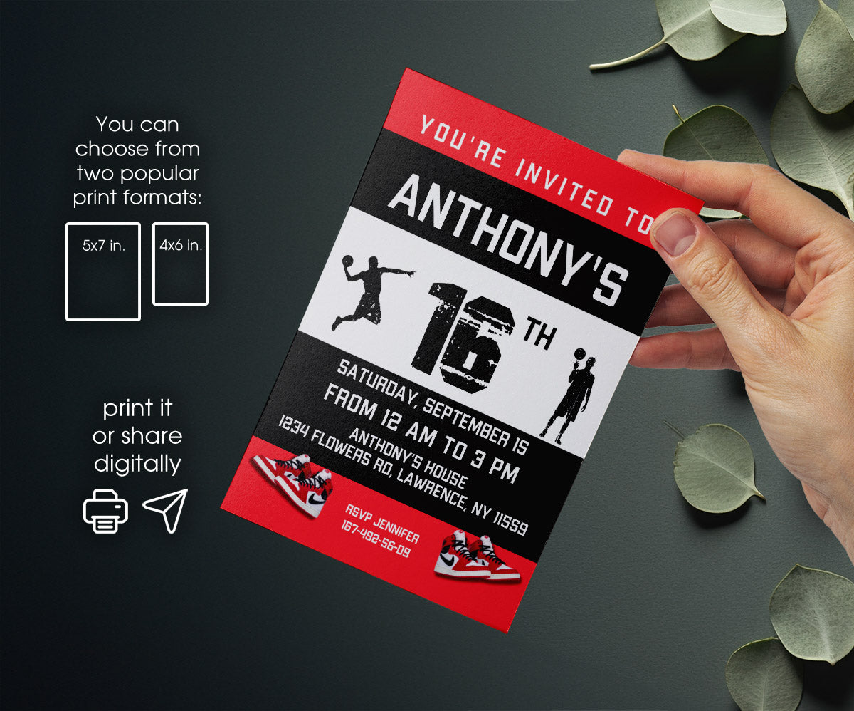 Sneaker Ball Air Jordan Nike customizable invitation template | Share or Print | ER104