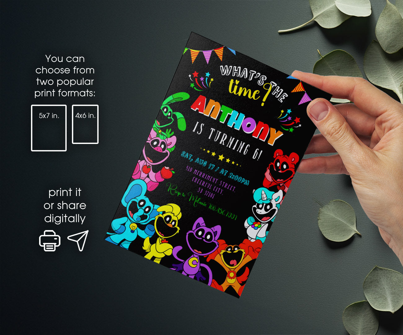 Smiling Critters customizable invitation template | Share or Print | JQ478