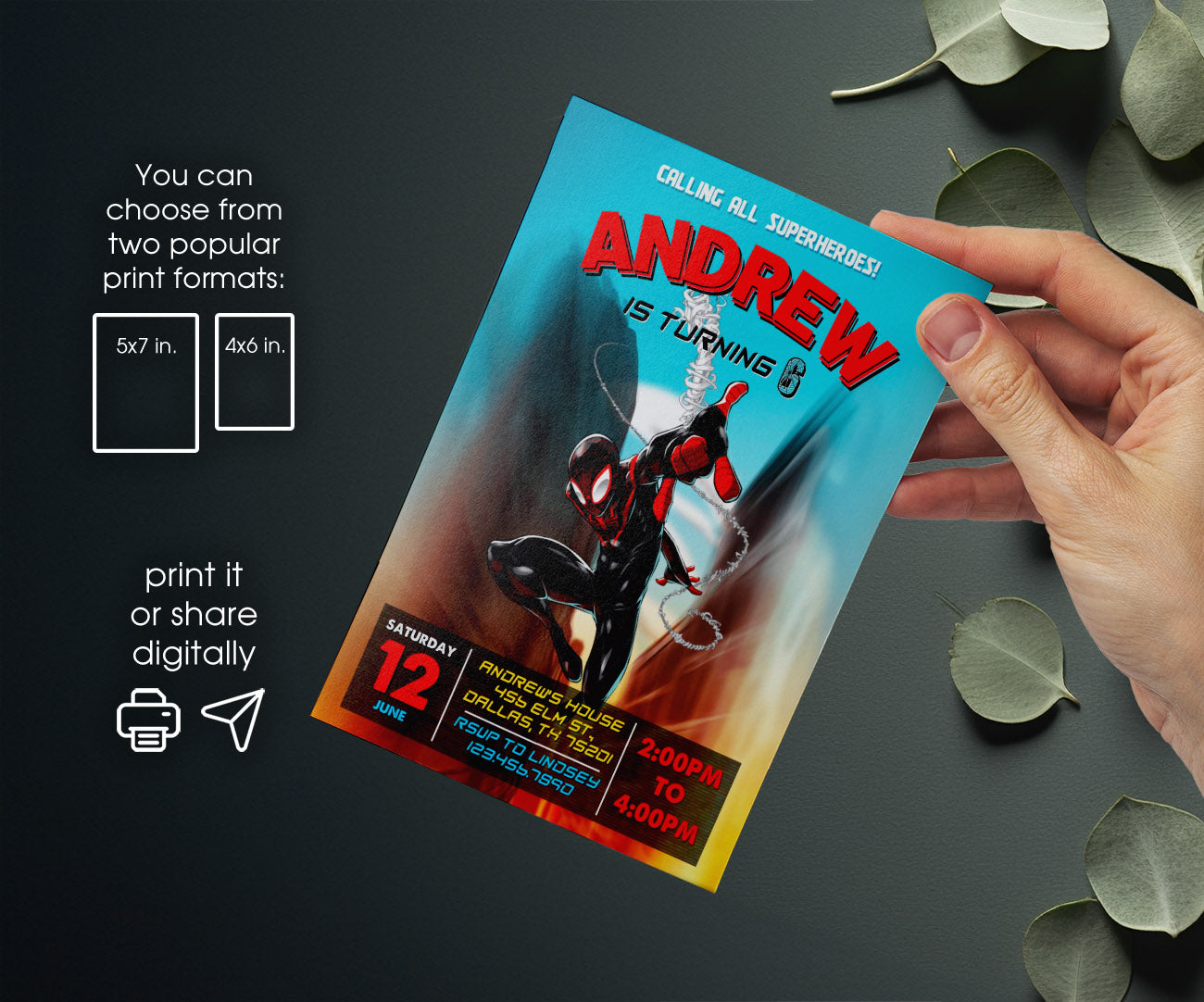 Spider Man Across the Spider-Verse customizable invitation template | Share or Print | boy | ZQ623