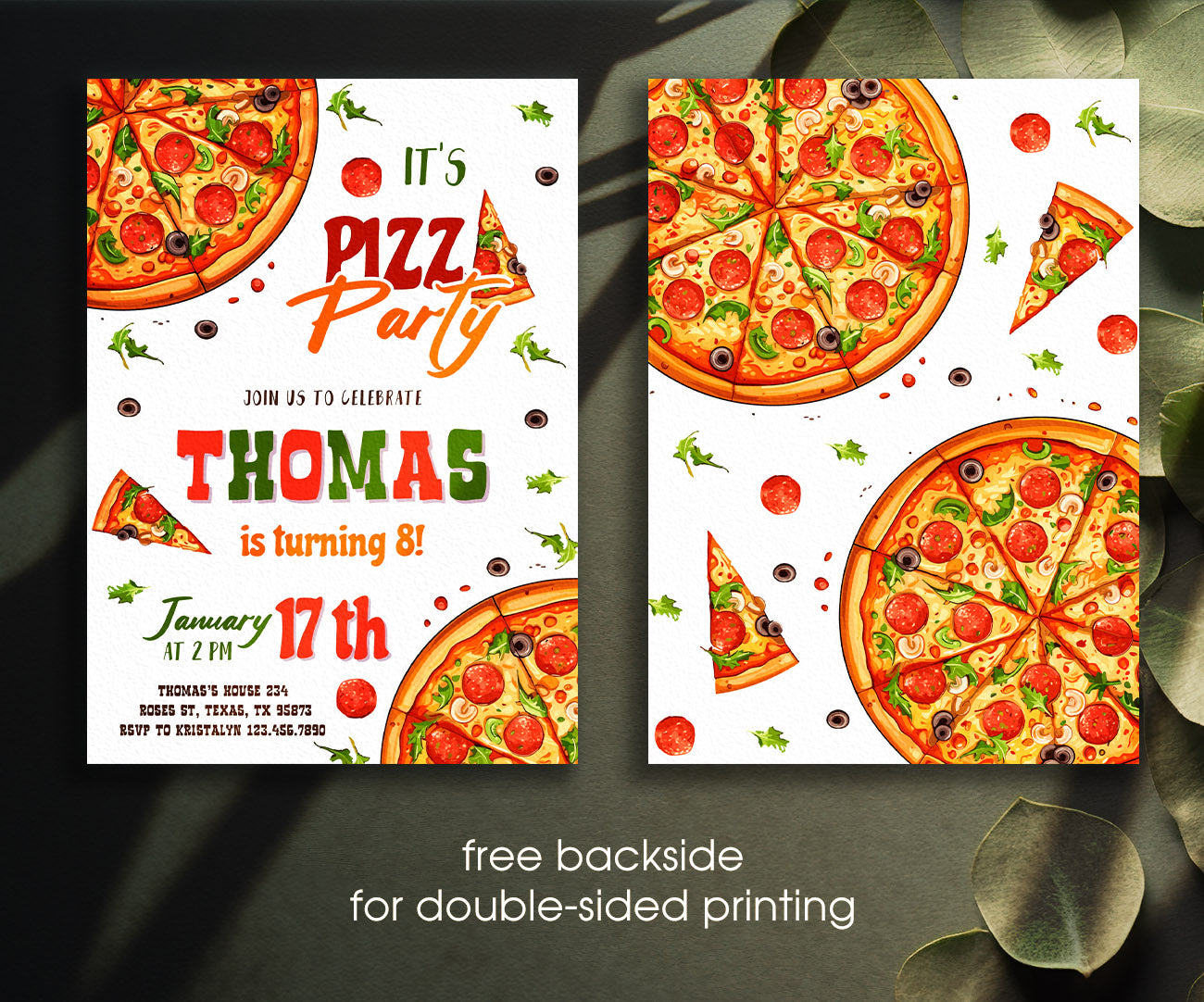 Pizza Party customizable invitation template | Share or Print | UK679