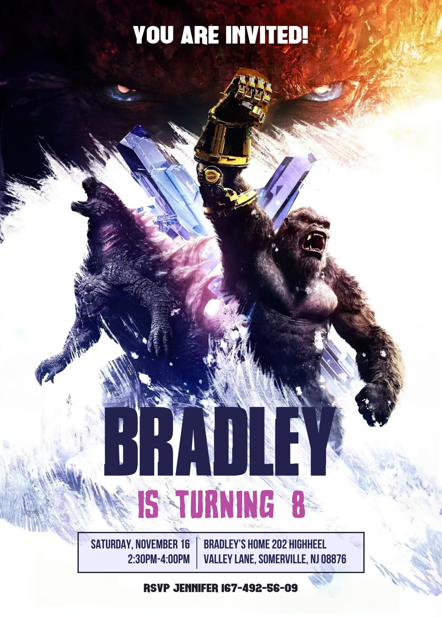 Godzilla X King Kong customizable invitation template | Share or Print | EE551