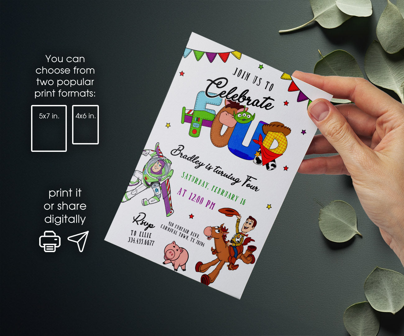 Toy Story Woody customizable invitation template | Share or Print | FT248
