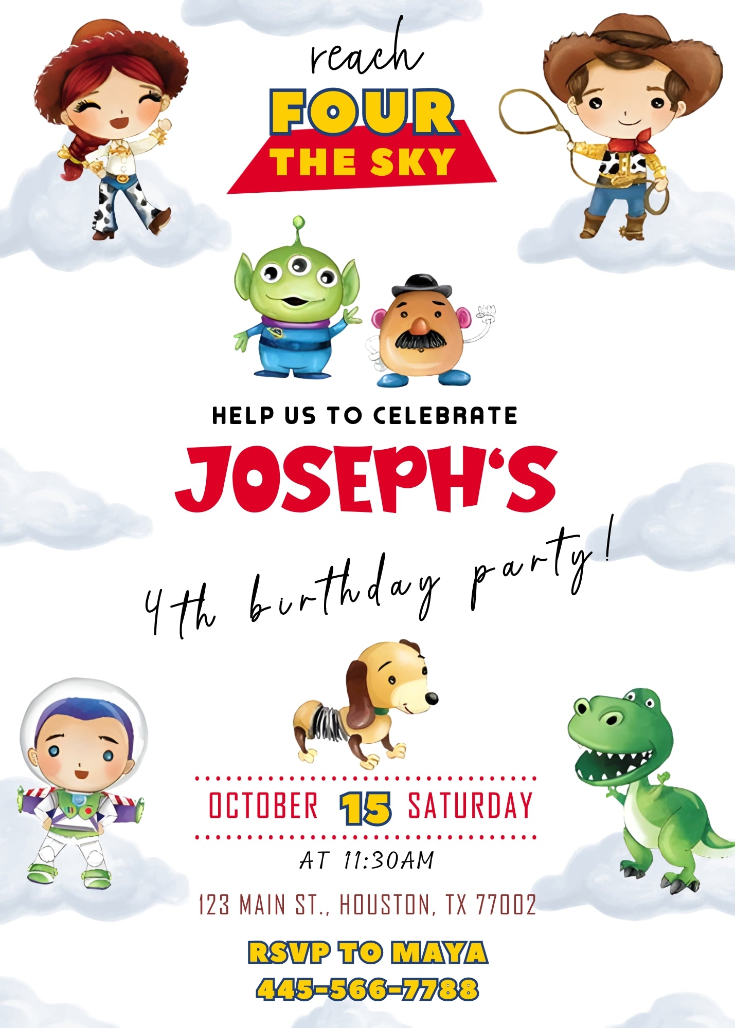 Toy Story Woody customizable invitation template | Share or Print | IB926