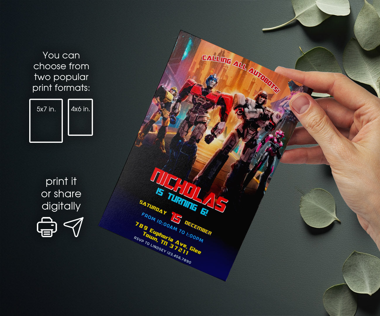 Transformers One Rescue Bots customizable invitation template | Share or Print | boy | GL781