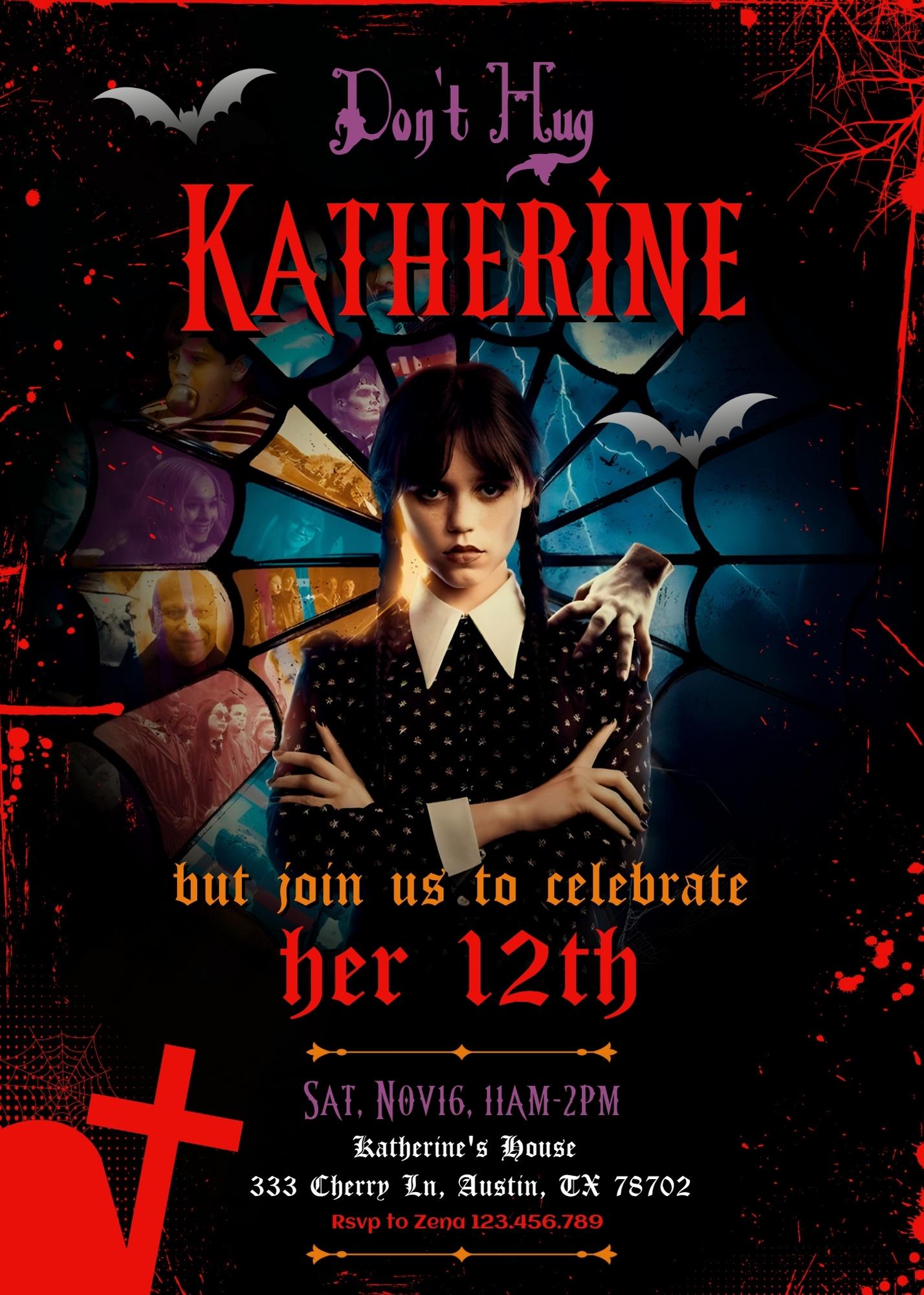 Wednesday Addams customizable invitation template | Share or Print | girl | JL060