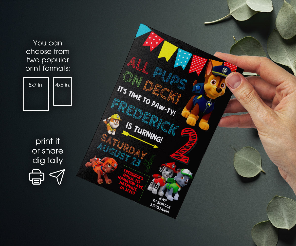 PAW Patrol customizable invitation template | Share or Print | TB608