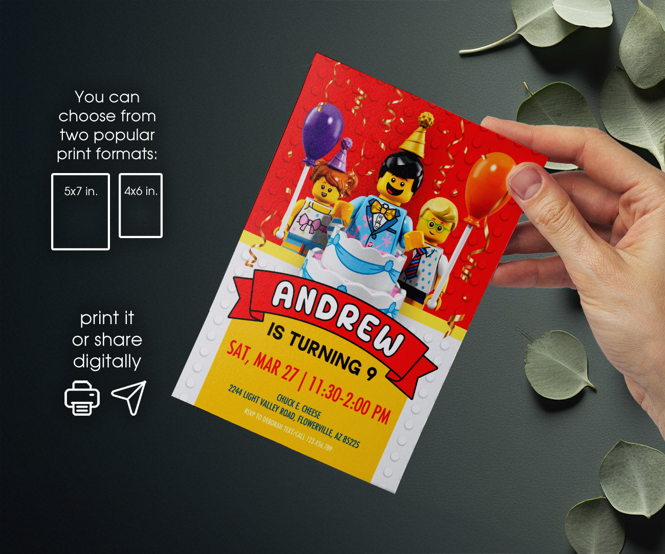 Lego Minifigures customizable invitation template | Share or Print | AO141