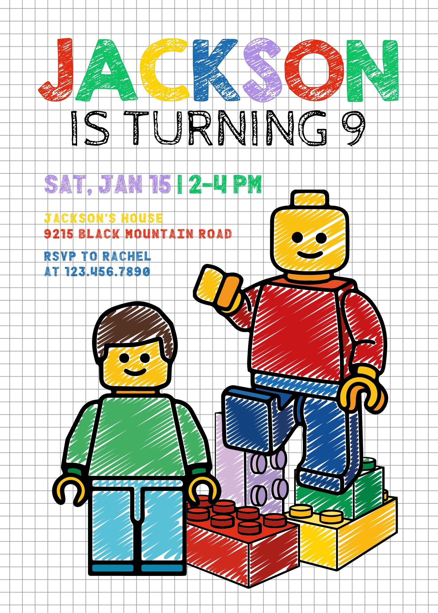 Lego Minifigures customizable invitation template | Share or Print | RT491