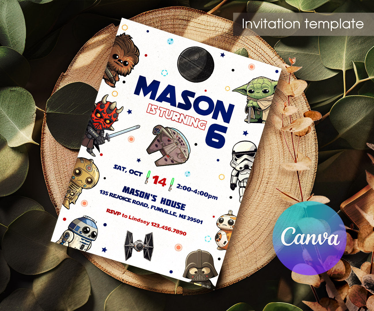 Star Wars Darth Vader customizable invitation template | Share or Print | boy | RY081