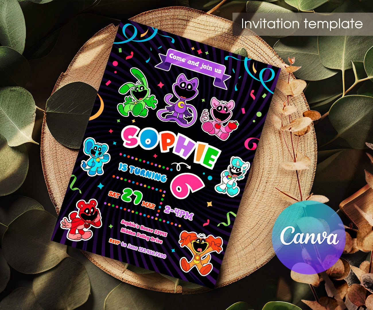 Smiling Critters customizable invitation template | Share or Print | PD001