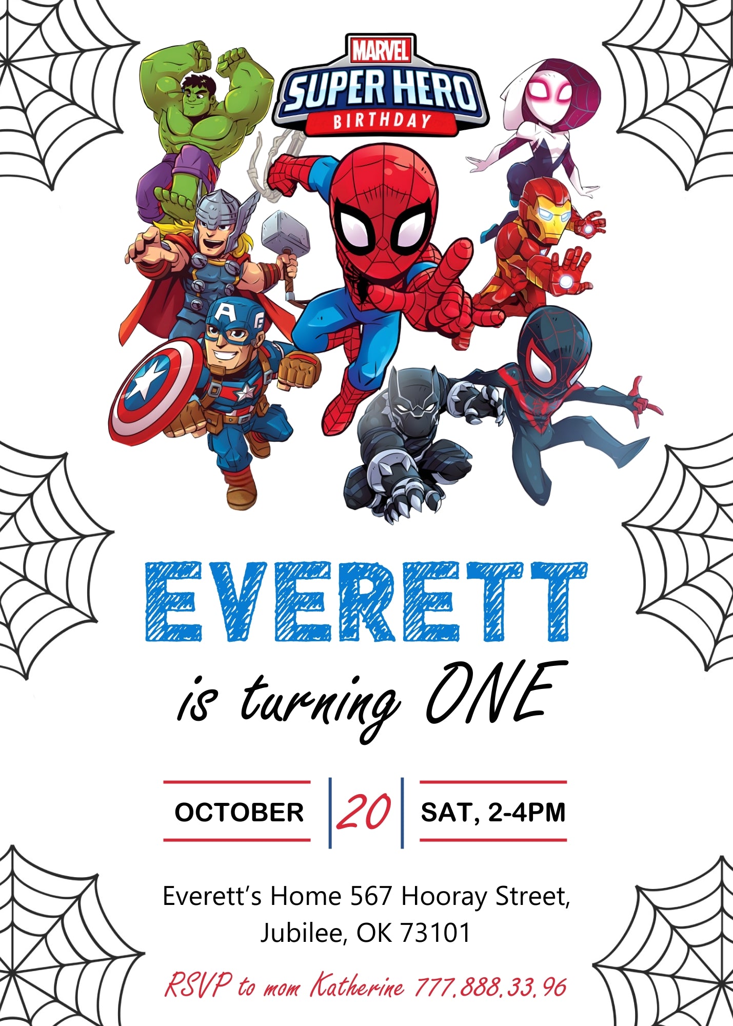 Spidey and His Amazing Friends customizable invitation template | Share or Print | boy | GE507