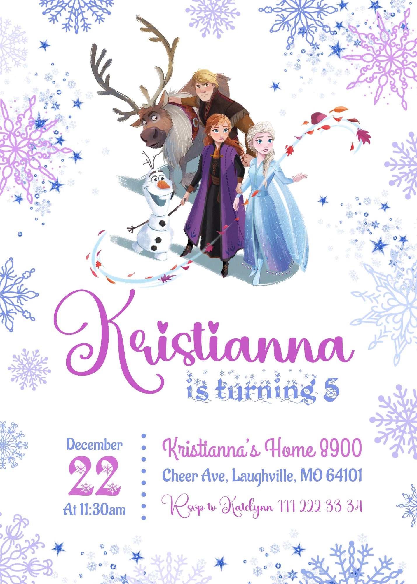 Frozen Elsa customizable invitation template | Share or Print | girl | PR494