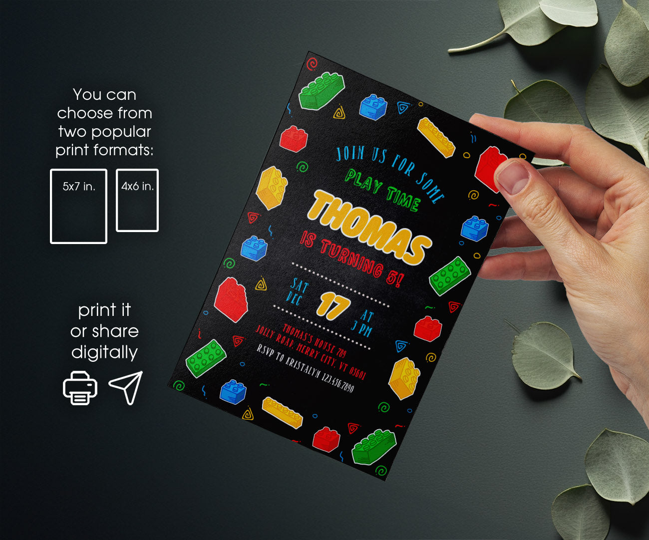 Lego customizable invitation template | Share or Print | CK317