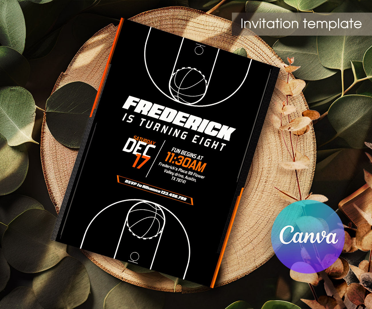 Basketball NBA Slam Dunk customizable invitation template | Share or Print | boy | FH268