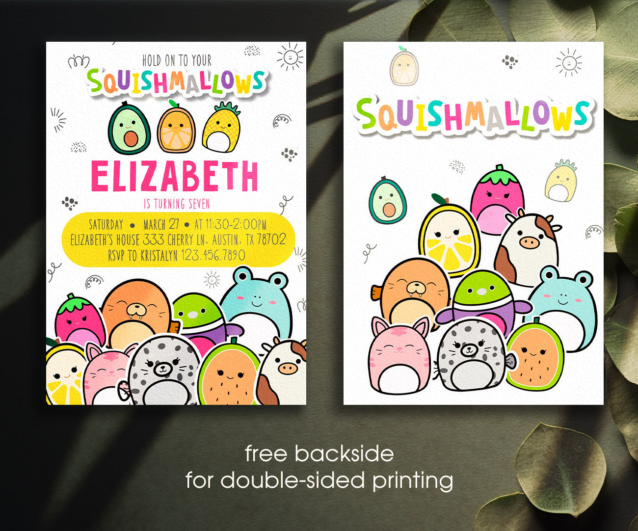 Squishmallows customizable invitation template | Share or Print | PY413
