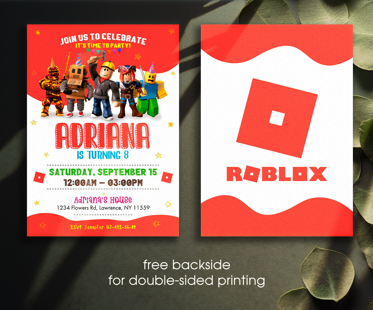 Roblox Gamer customizable invitation template | Share or Print | QA604