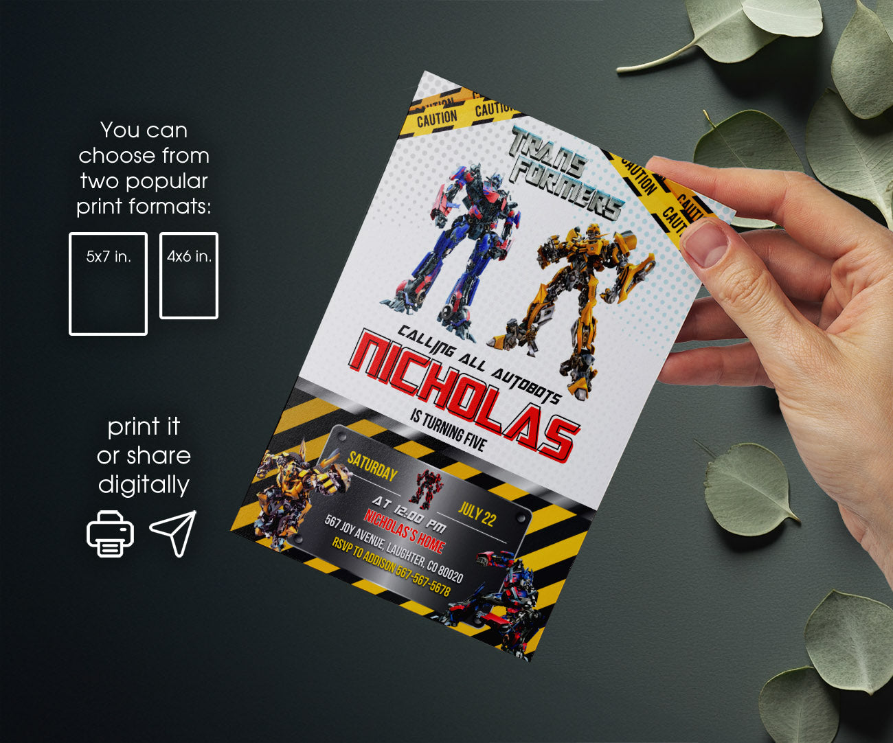 Transformers Rescue Bots customizable invitation template | Share or Print | boy | XC075