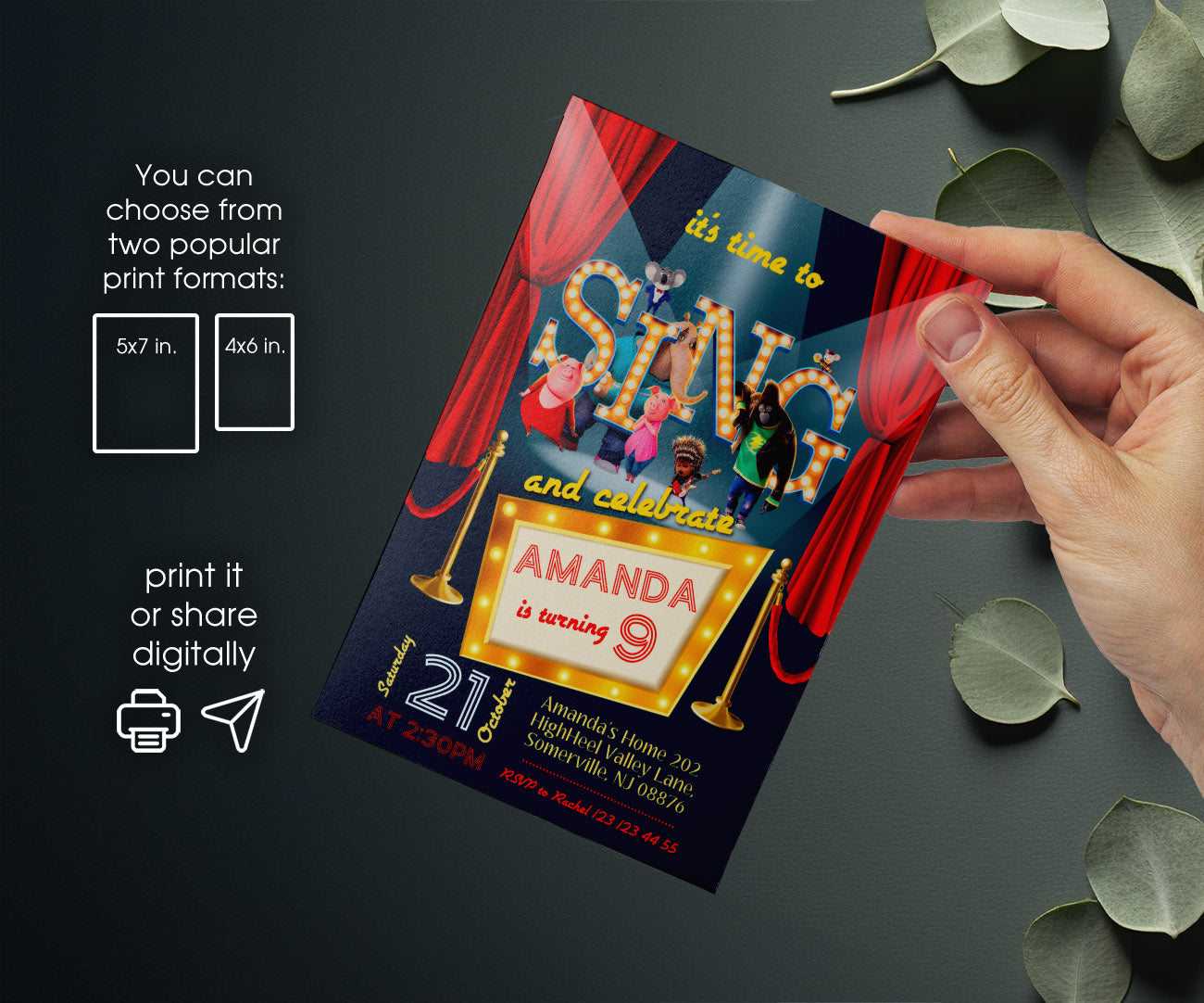 Sing Two Karaoke customizable invitation template | Share or Print | XQ399